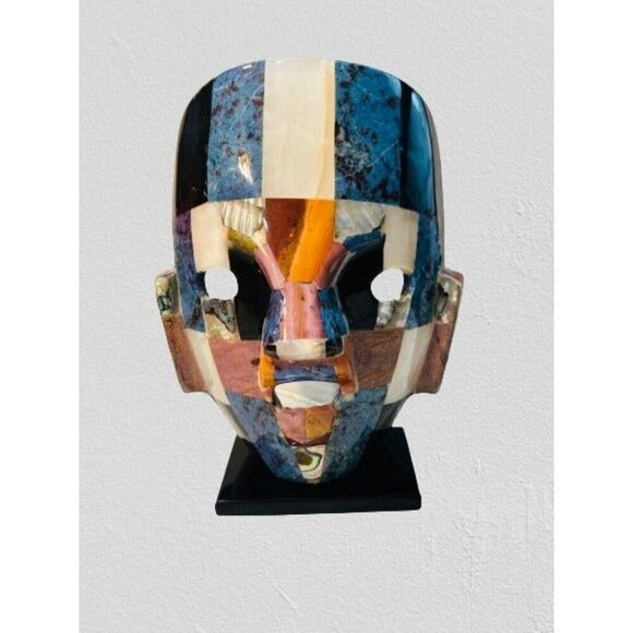 Other - Mexican Aztec Mayan Mask Color-block Stone High-gloss Lacquered Death Mask on Pe